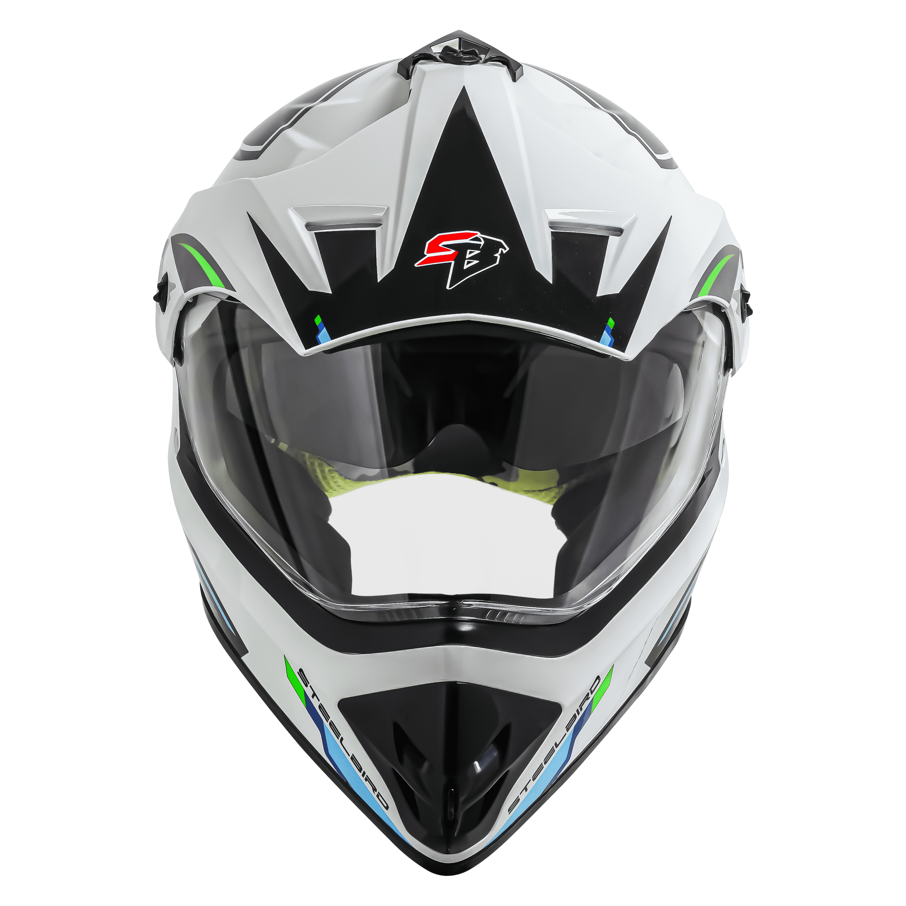 SBH-13 ISS RACER GLOSSY WHITE WITH GREEN